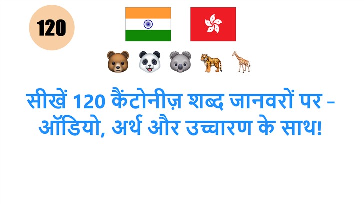 सीखें 120 कैंटोनीज़ शब्द जानवरों पर – ऑडियो, अर्थ और उच्चारण के साथ!